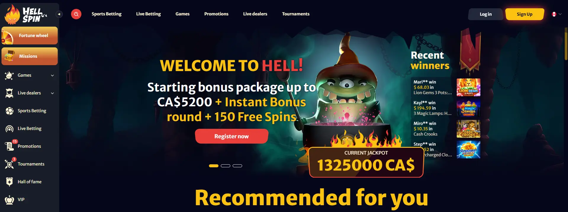 Hellspin Casino screen